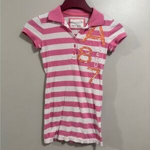 Vintage Y2K Aeropostale Pink and White Striped Polo Woman’s Size XS